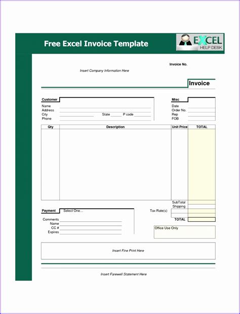 Free Invoice Template Excel Free Download