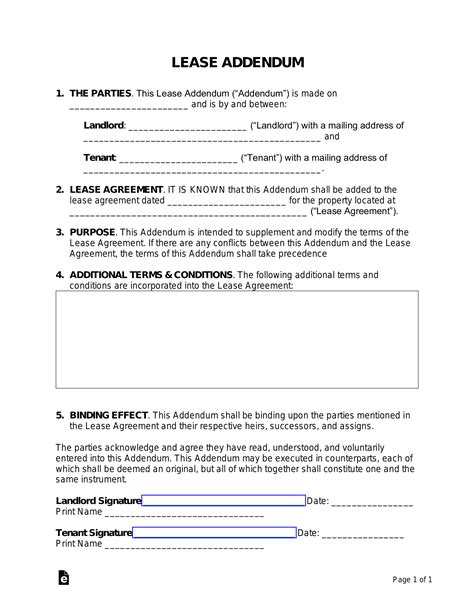 Free Lease Addendum Template