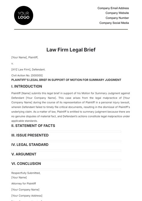 Free Legal Brief Templates