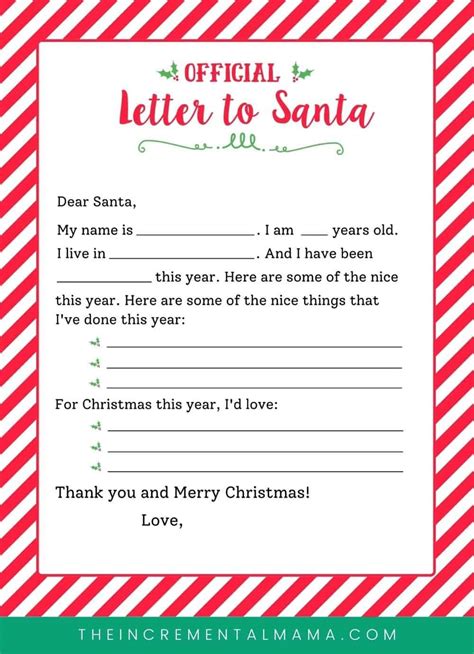 Free Letter To Santa Template