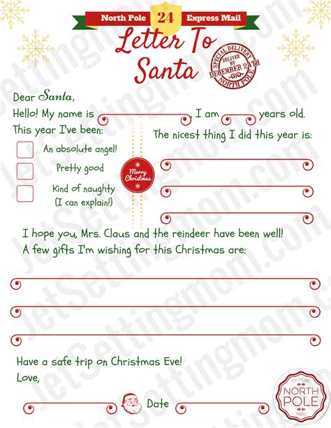 Free Letter To Santa Templates