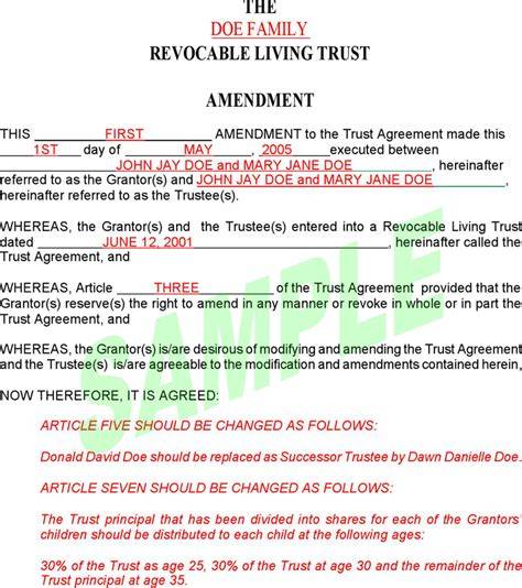 Free Living Revocable Trust Template