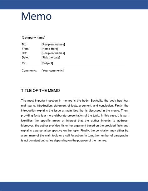Free Memo Template Word