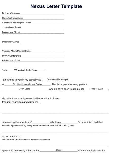 Free Nexus Letter Template