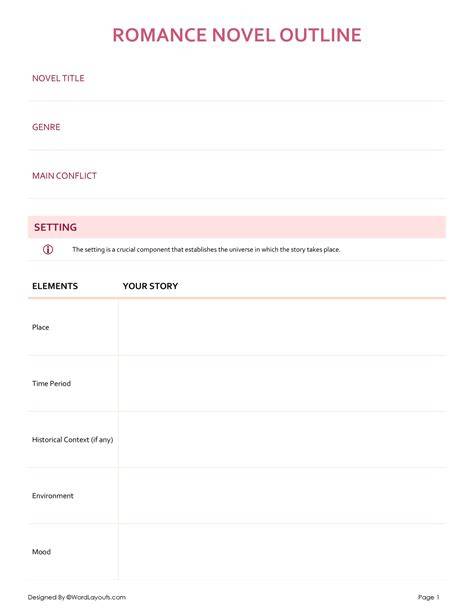 Free Novel Outline Template