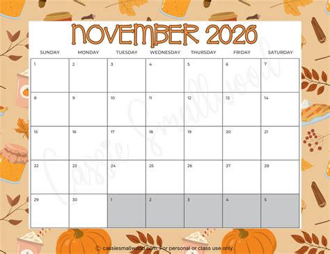 Free November Calendar Printable