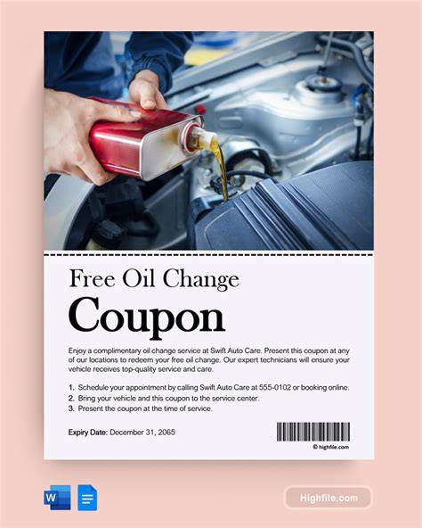 Free Oil Change Coupon Template