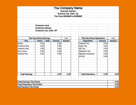 Free Pay Stub Template Excel