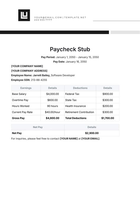 Free Paycheck Template Download
