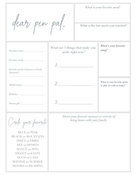 Free Pen Pal Printables
