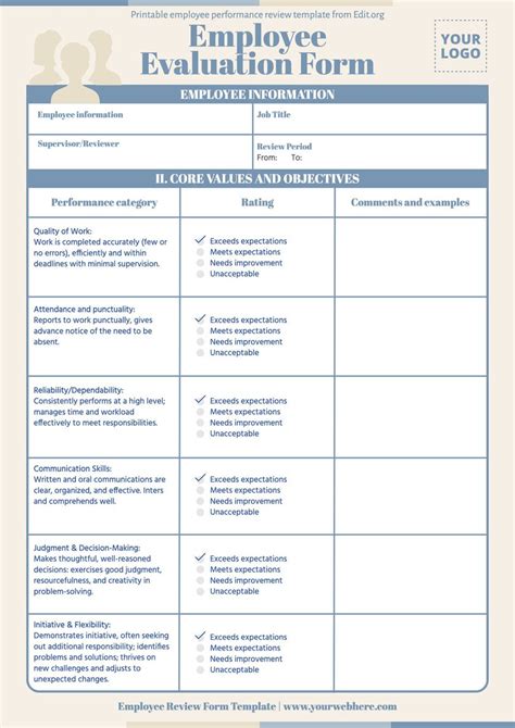 Free Performance Evaluation Template