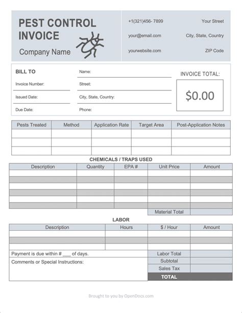 Free Pest Control Forms Templates