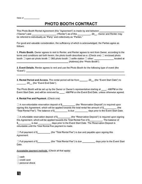 Free Photo Booth Contract Template