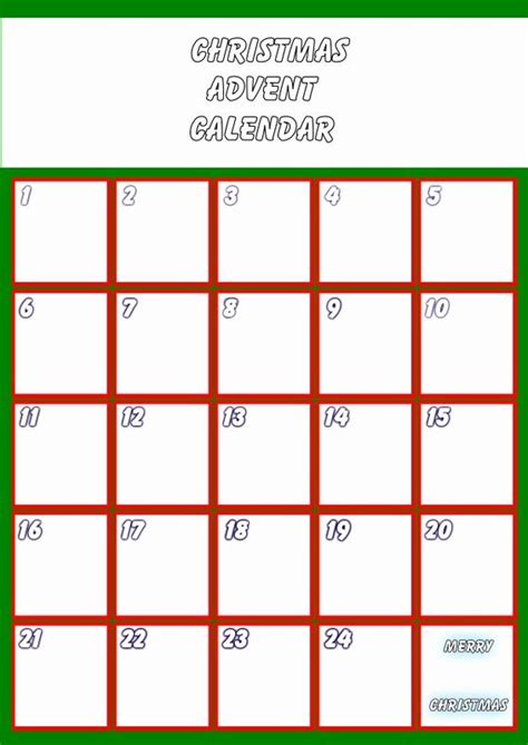 Free Printable 12 Days Of Christmas Calendar Template