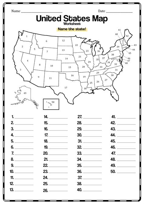 Free Printable 50 States Worksheets