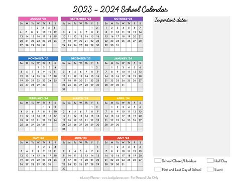 Free Printable Academic Calendar