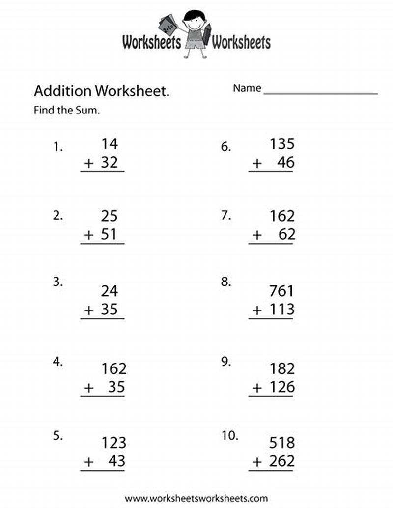 Free Printable Addition Math Worksheets