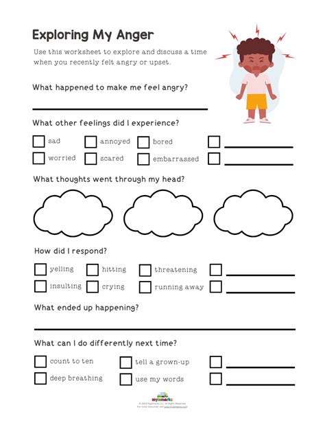 Free Printable Anger Management Worksheets For Youth