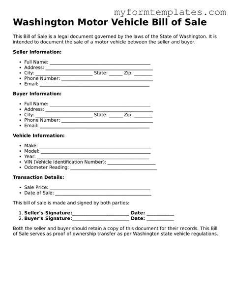 Free Printable Bill Of Sale For Auto In Washington State