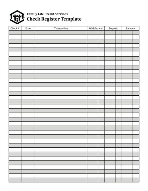 Check Register Template Large