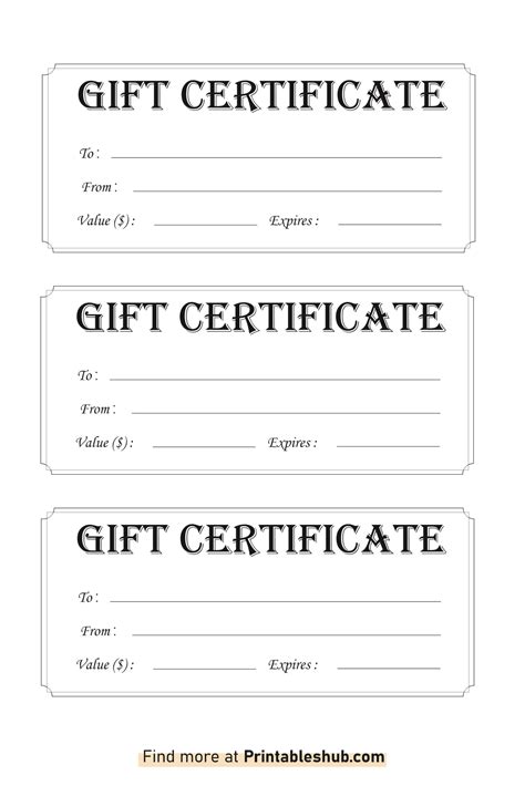 Free Printable Blank Gift Certificates