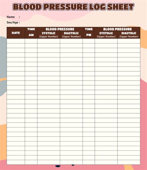 Free Printable Blood Pressure And Weight Log