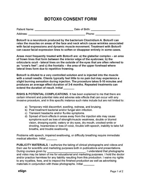 Free Printable Botox Consent Form