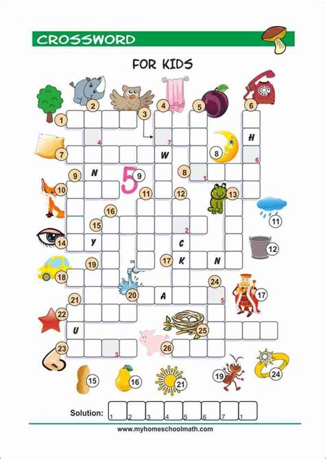Free Printable Childrens Crossword Puzzles