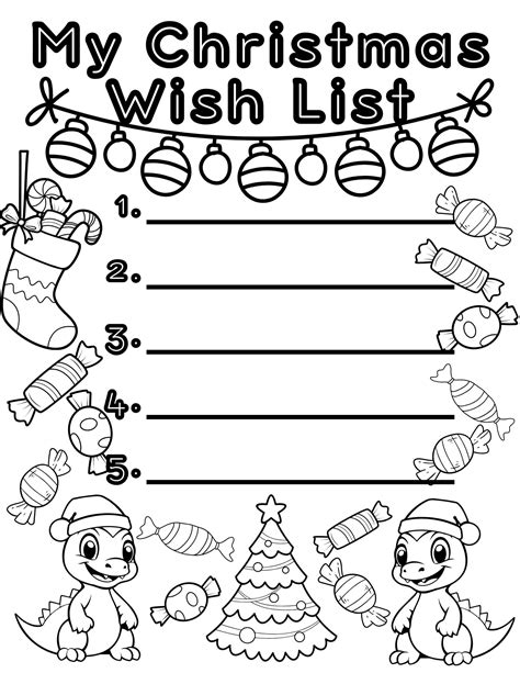 Free Printable Christmas Wish List Coloring Page