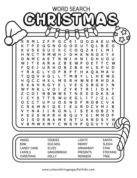 Free Printable Christmas Word Search For Elementary Students