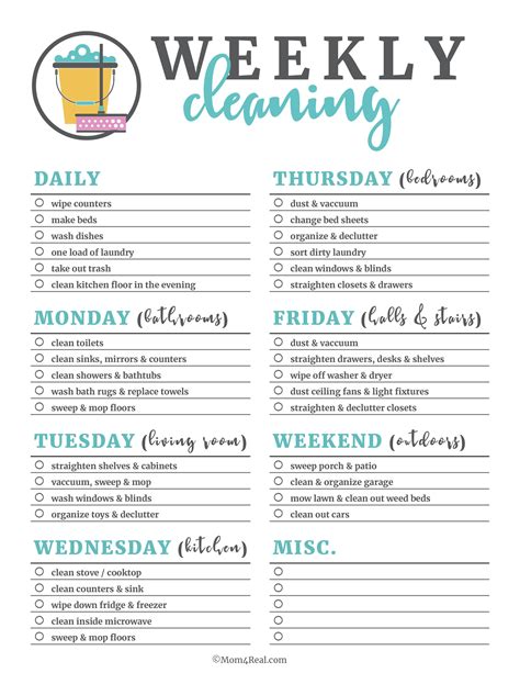 Free Printable Cleaning Checklist