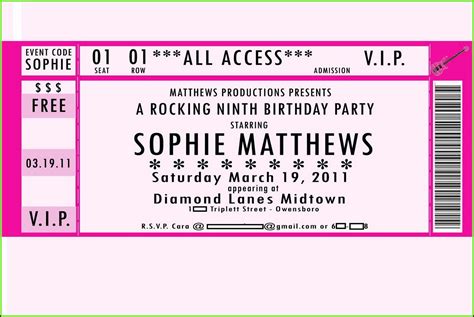 Free Printable Concert Ticket Template