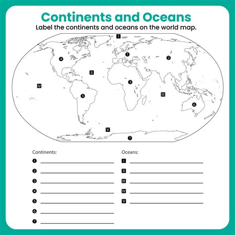 Free Printable Continents And Oceans Worksheet