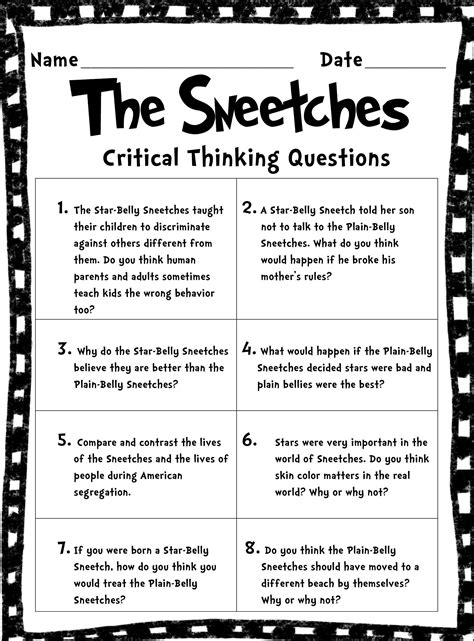Free Printable Critical Thinking Worksheets