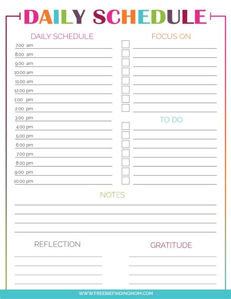 Free Printable Daily Schedule Template