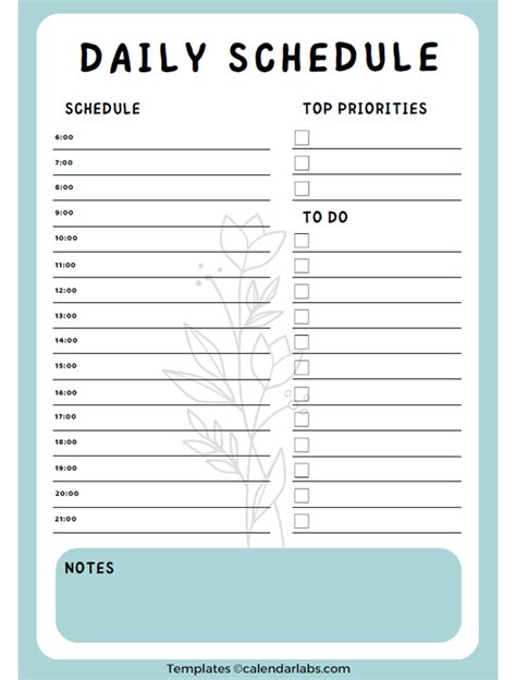 Free Printable Daily Schedule Templates