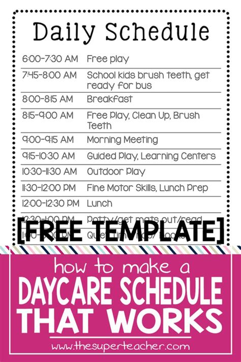 Free Printable Daycare Schedule