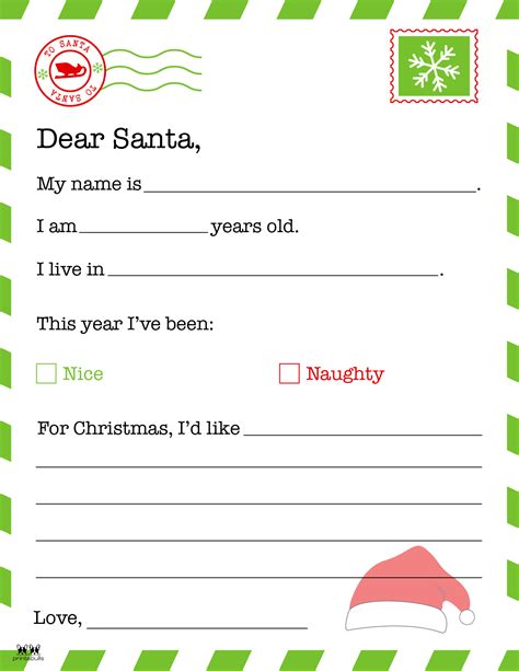 Free Printable Dear Santa Letter Templates