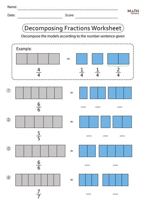 Free Printable Decomposing Fractions Word Problems 4th Grade