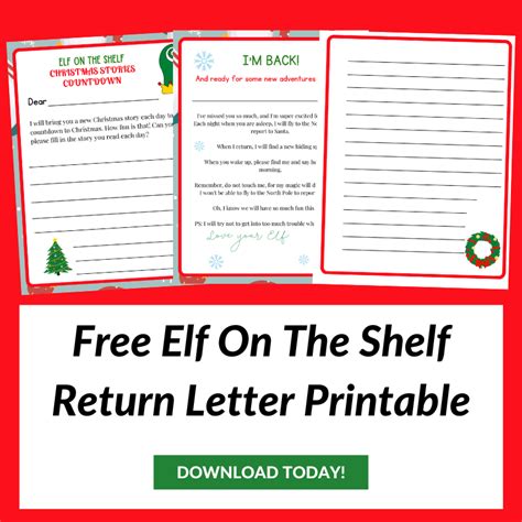 Free Printable Elf On The Shelf Return Letter