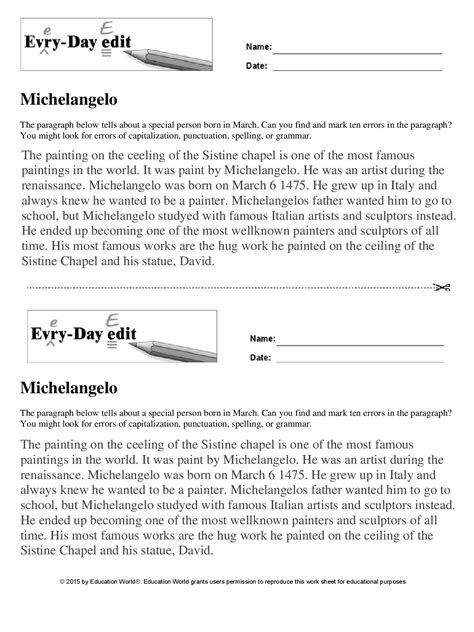 Free Printable Every Day Edits For Second Grade