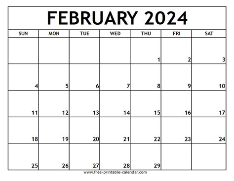 Free Printable February Calendar