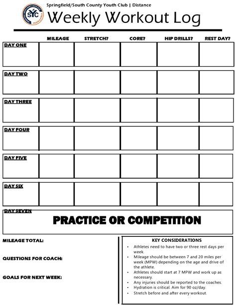 Free Printable Fitness Log