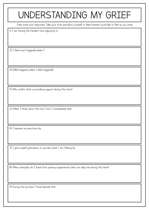 Free Printable Grief Worksheets