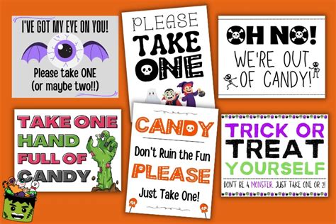 Free Printable Halloween Candy Signs