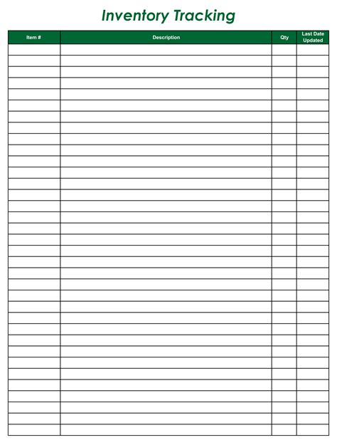 Free Printable Inventory Sheet