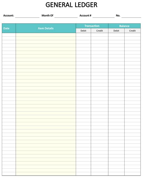 Free Printable Ledger Paper