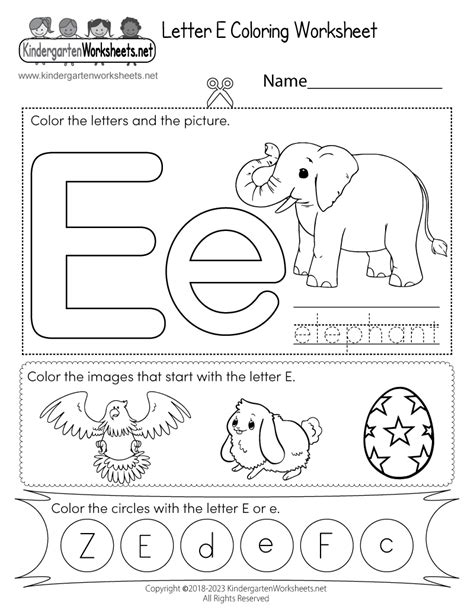 Free Printable Letter E