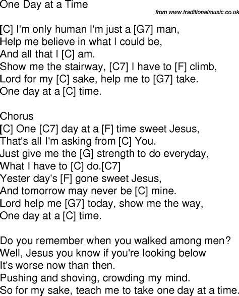 Free Printable Lyrics One Day At A Time
