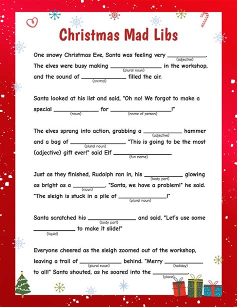 Free Printable Mad Libs For Christmas